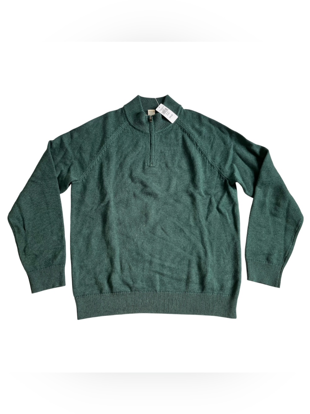NWT L.L. Bean Men's Forest Green Half-Zip Sweater